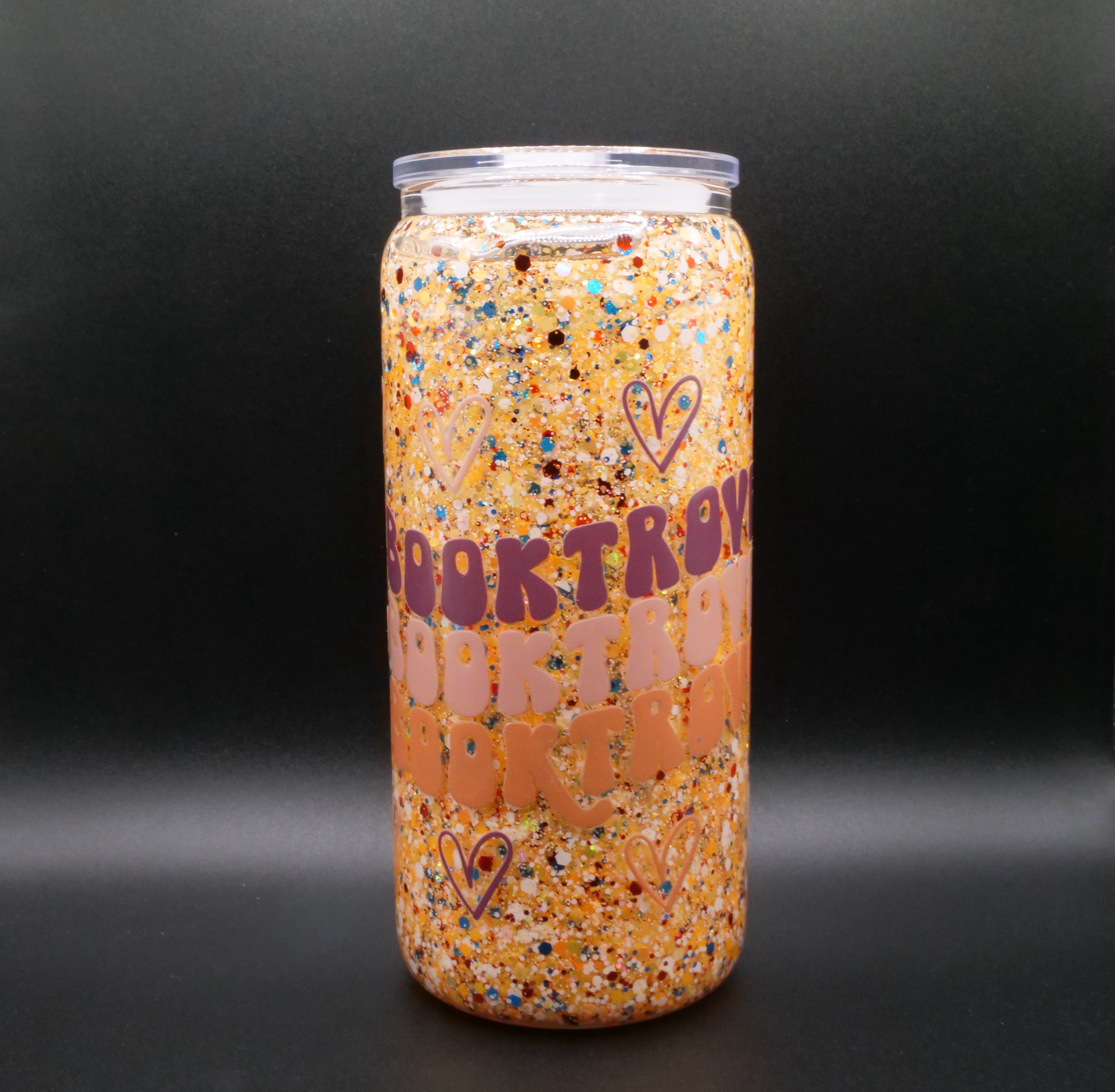 Glass 16oz Glitter (booktrovert)