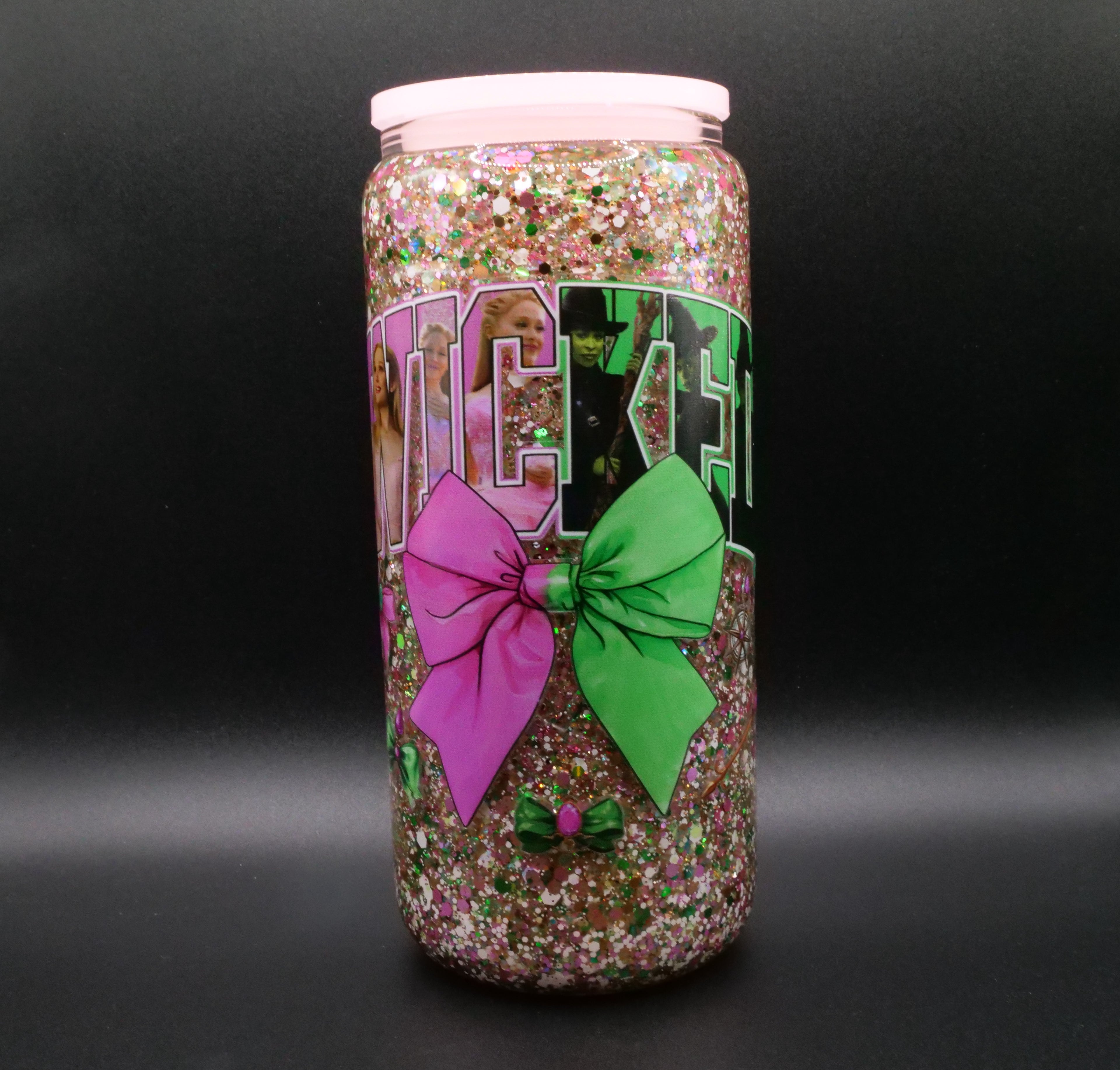Glass 16oz Glitter (Wicked)