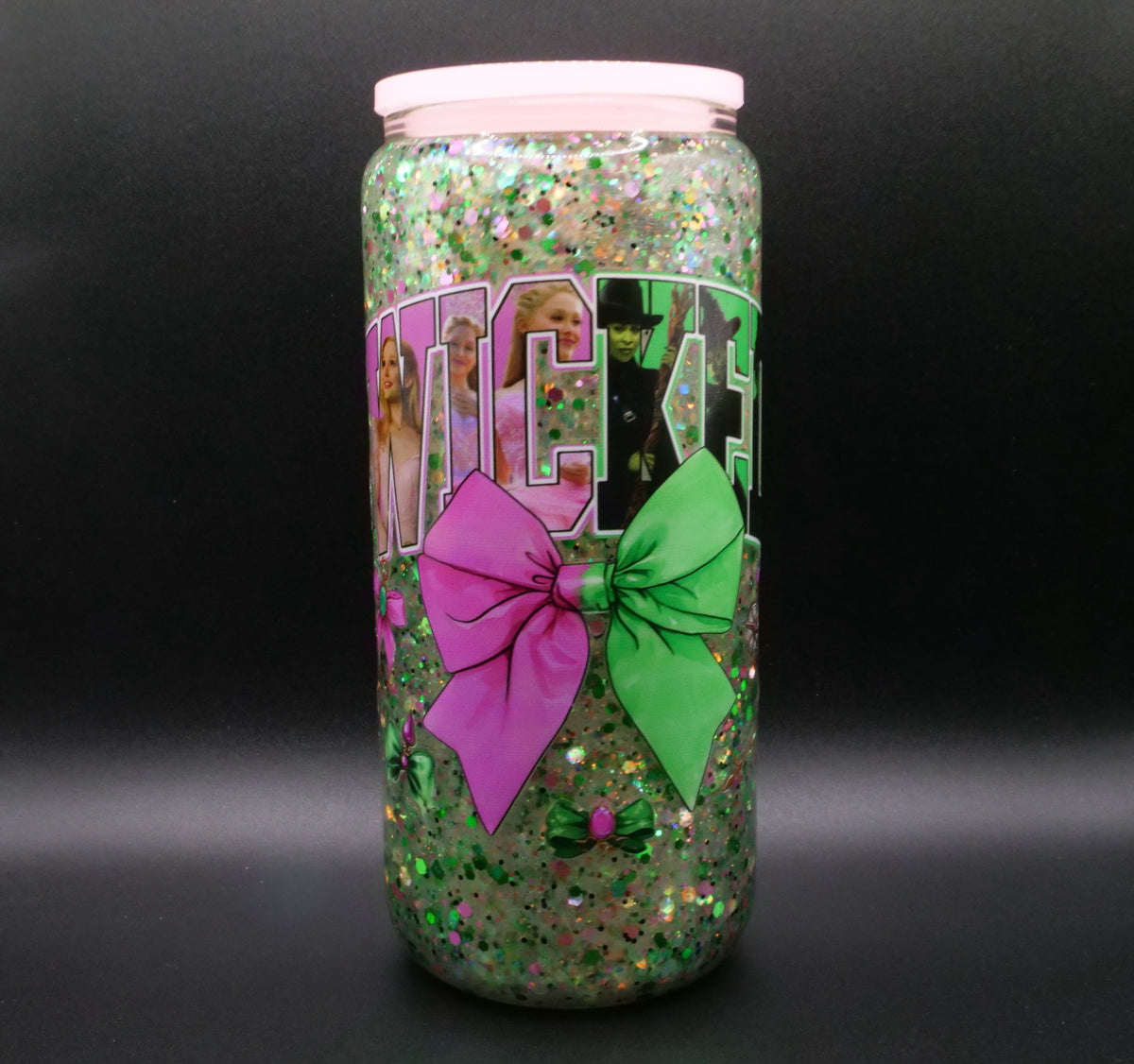 Glass 16oz Glitter (Wicked)